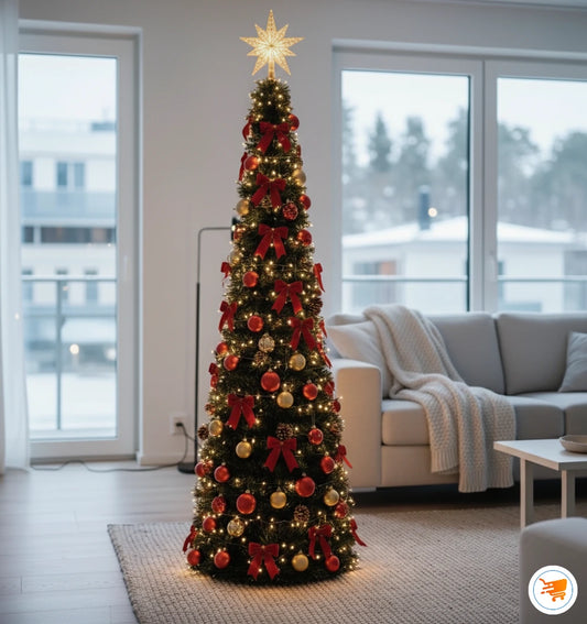 Árbol Completo Navideño Plegable + 200 Luces LED Multicolor