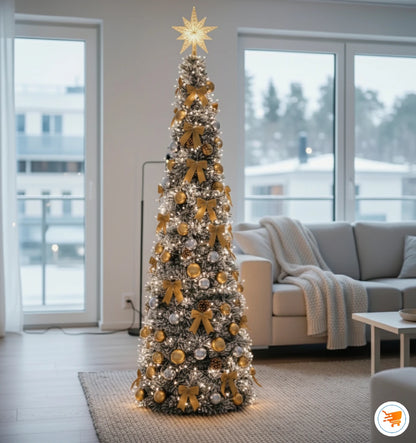 Árbol Completo Navideño Plegable + 200 Luces LED Multicolor