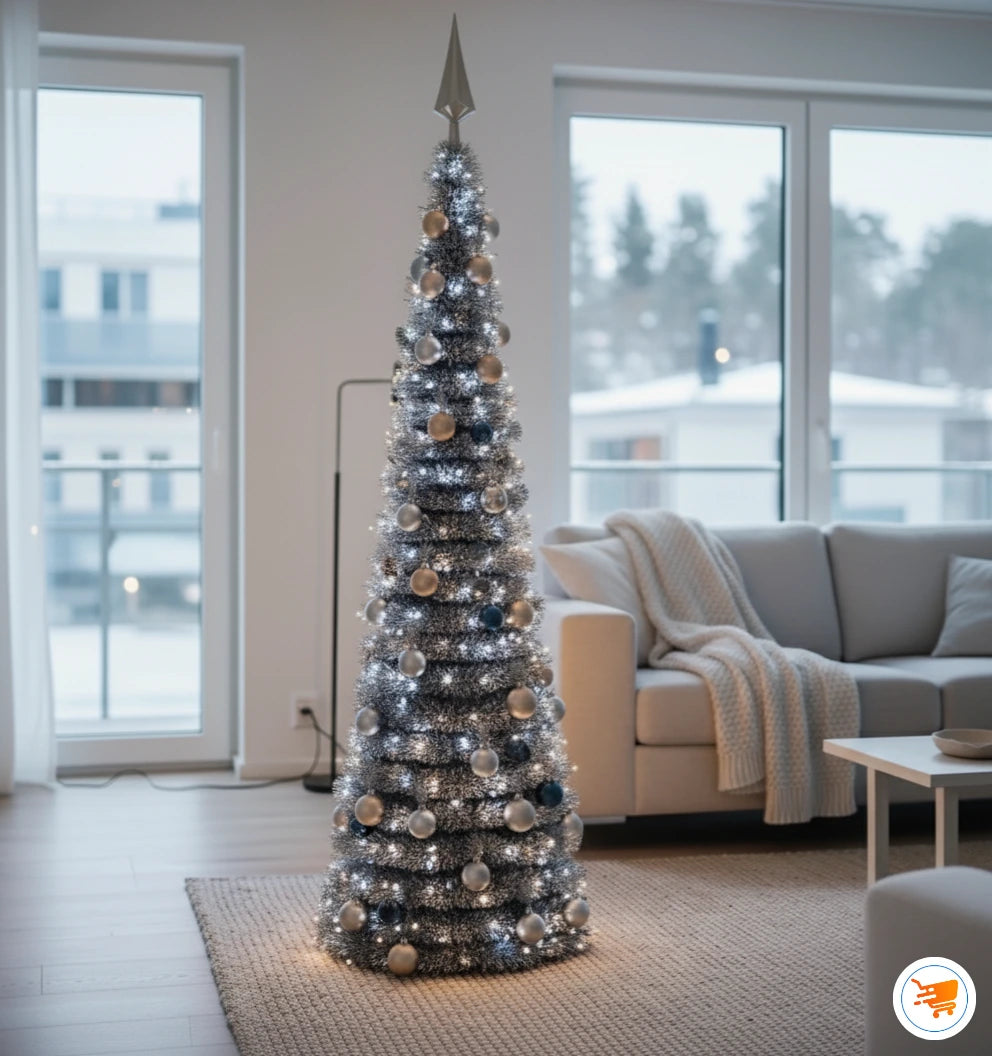 Árbol Completo Navideño Plegable + 200 Luces LED Multicolor