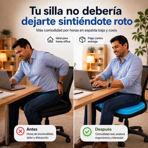 Cojín Ergonómico de Gel para Coxis – Comodidad y Soporte Todo el Día