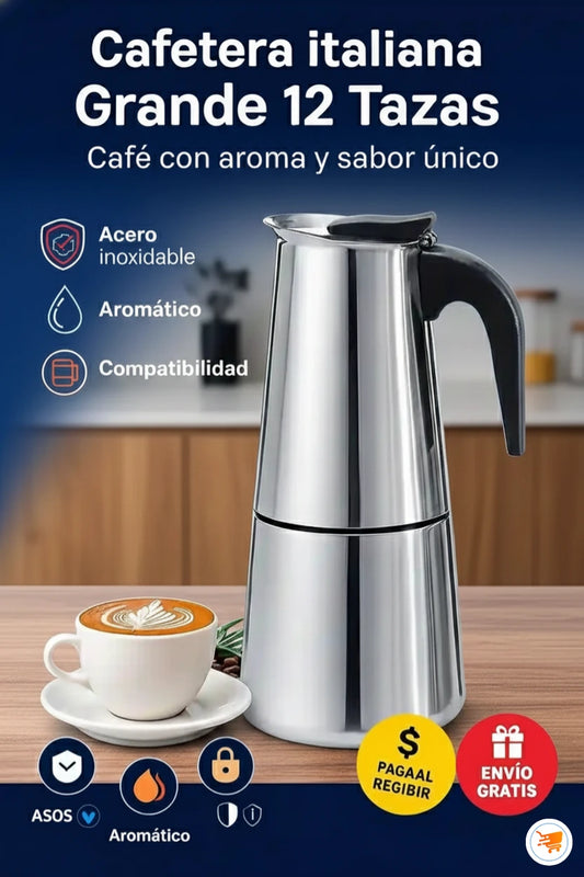 Cafetera Italiana de Alta Capacidad – 12 Tazas
