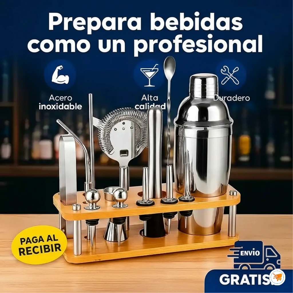 Kit de Coctelería Profesional en Acero Inoxidable