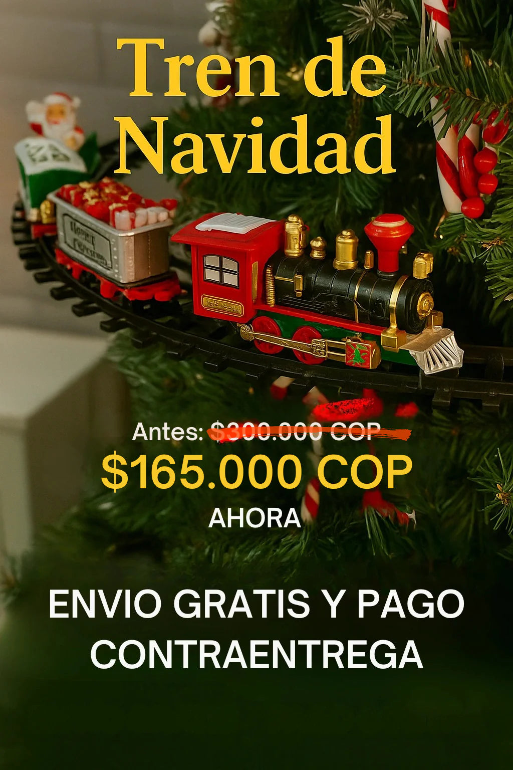 Tren Navideño con Humo, Sonido y Luces